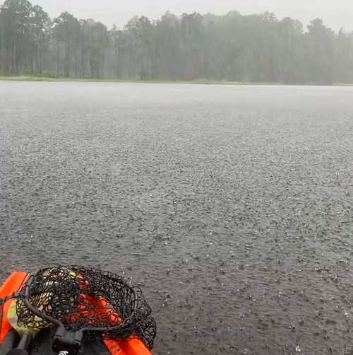 Extreme rain kayak fishing